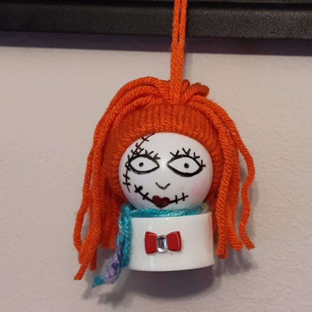 Light Up Sally Ornament Orange Hair & Beanie Nightmare Before Christmas Inspired